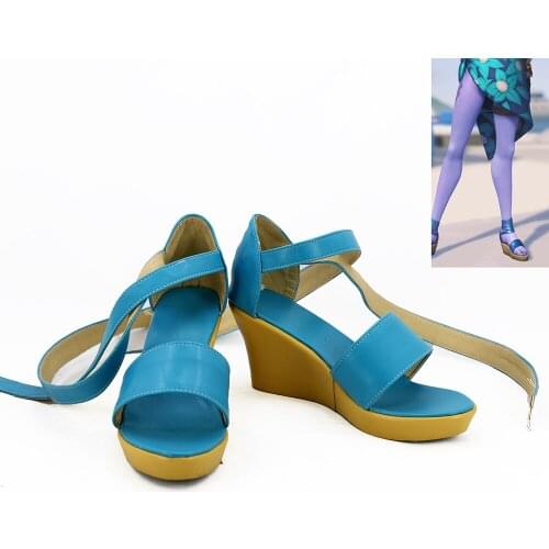 Game OW Widowmaker Amelie Lacroix Cosplay Shoes Blue Sandals Custom Made
