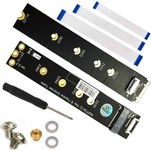 Riser Extension Cable NGFF M.2 Key B SATA SSD Adapter Card PCI-E Riser Flexible Extender Cable for 2230 2242 2260 2280 2210 SSD
