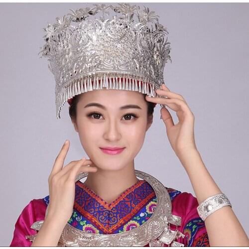 Chinese Miao dance hats Miao silver Headdress Minority stage performance cosplay party headgear