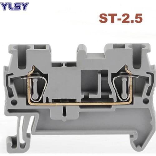 50Pcs Spring Terminal Blocks ST-4 Morsettiera Din Rail Screwless Type Terminals Block Wire Cable Connectors Copper Bornier 30A