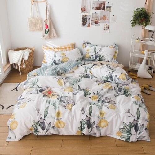 Cotton bedding set, soft satin flower garden duvet cover sheet