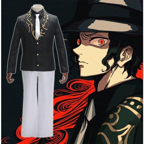 Anime Demon Slayer Kimetsu no Yaiba Cosplay Costumes Kibutsuji Muzan Cosplay Costume Clothes Uniforms Men Black Suits Full Sets