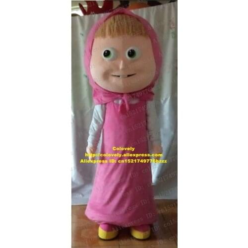 Smart The Marsha And Bear Lassock Maiden Virgin Young Little Girl Maid Mascot Costume With Pink Dress White Shirt No.6026 FS