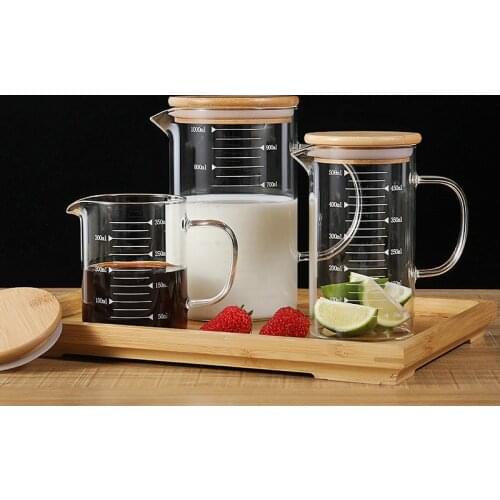 XINCH Food Grade Borosilicate Glass Measuring Cups Pot Kettle Kitchen Accessories Milk Measuring Milk Clear Glass Cup Cook Scale