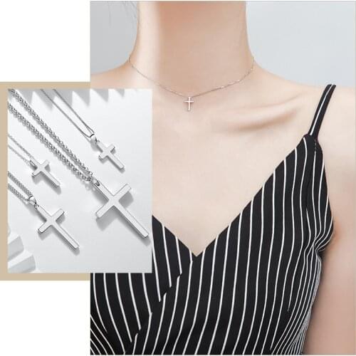 Minimalist Stainless Steel Cross Pendant Necklaces for Women, Prayer Godliness Choker Collar Jewelry,Friends Gift