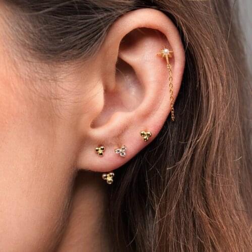 100% 925 Sterling silver minimalist round dots charming earring double sided front back fashion tiny jewelry women earring