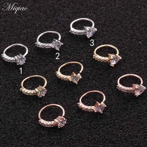 Miqiao 2pcs Popular Inlaid Zircon Five-pointed Star Nose Ring Human Body Piercing Jewelry