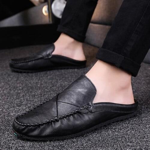 Mules Men Backless Loafers Slip on Casual Walking Shoes Designer Half Shoes for Men Slippers Comfortable Soft Slippers 2021