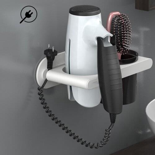1PC Bathroom Finishing Brush Hair Dryer Rack Wall-Mounted Shelf Makeup Storage Nailless Hair Dryer Toothbrush Holder