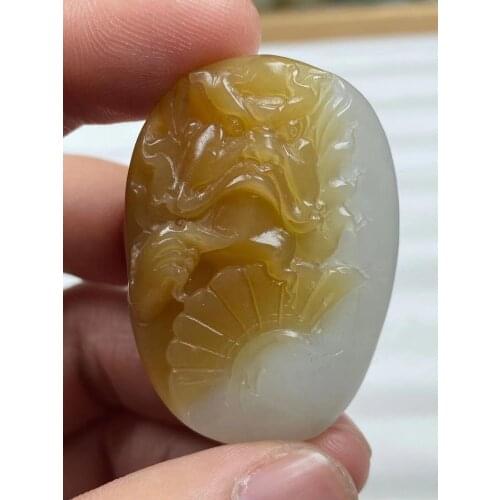 Natural 7A hetian jade Handcarved jade landscape yellow jadeite jade pendant jade necklaces pendants jewelry jade necklace