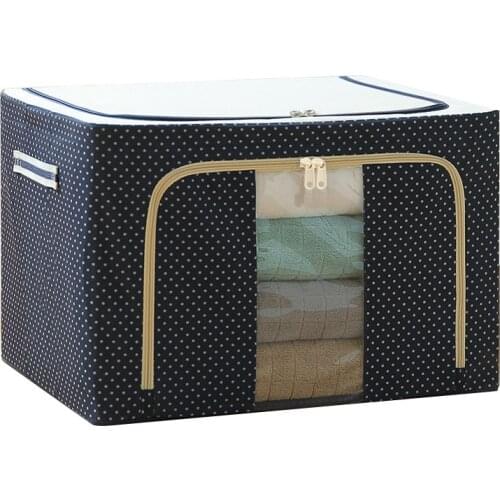 Oxford Cloth Steel Frame Storage Box Large Capacity Bedding Organizer with Window & Dual Zipper Side Closure 24/66/72L WWO66