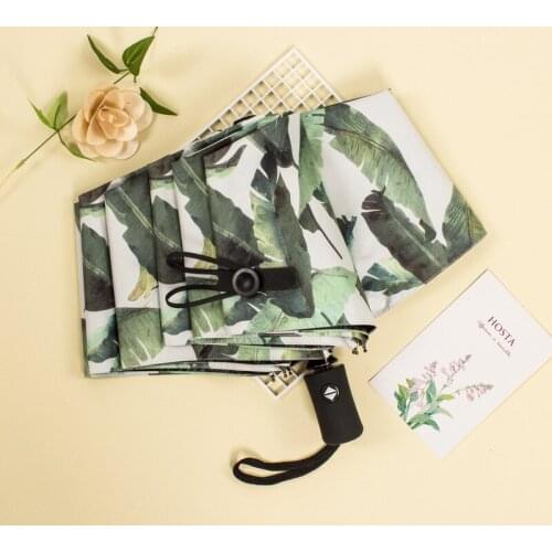 Full automatic umbrella for sunny and rainy days folding black rubber sun umbrella for sun protection and UV protection