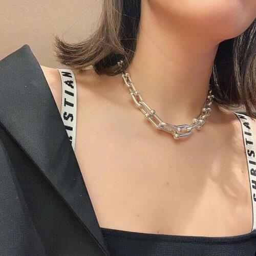 Popular Luxury U Link Style Chian Necklace For Women New Street Fashion Punk Style Gold Color Cool Necklace Gift for Her