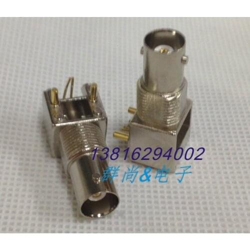 BNC socket horizontal 90 degrees BNC-KWE Curved PCB welding plate gold plated metal Q9 socket