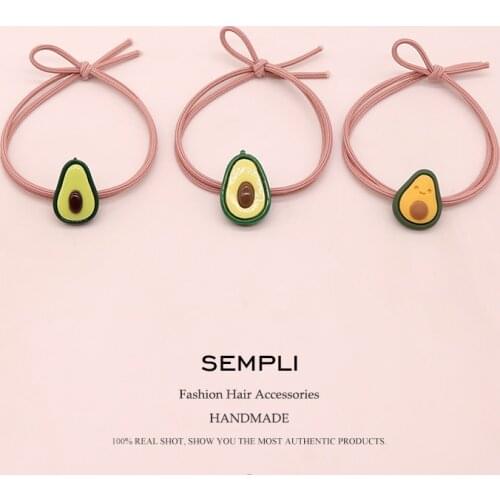Sempli 21 Kinds Elastic Hair Bands Fruit Rubber Bands for Womens Girls Cute Green Avocado Baby Headwear Hair Accessories