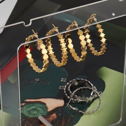 Punk Big Hoop Earrings Gold Stainless Steel Earrings For Women 2020 Big Gold Earrings Hoops Charm Earrings Big Jewelry Gift