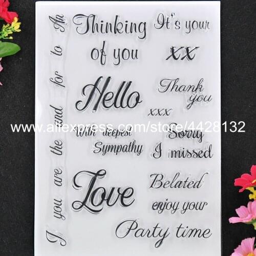 Words Thinking of you Hello Thank you Wish Sympathy Scrapbook photo cards rubber stamp clear stamp transparent stamp 9061804