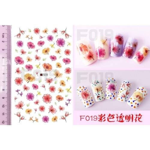 UPRETTEGO SUPER THIN SELF ADHENSIVE 3D NAIL ART NAIL SLIDER STICKER WATER COLOR TRANSPARENT BUTTERFLY ORCHID PANSY F019-028