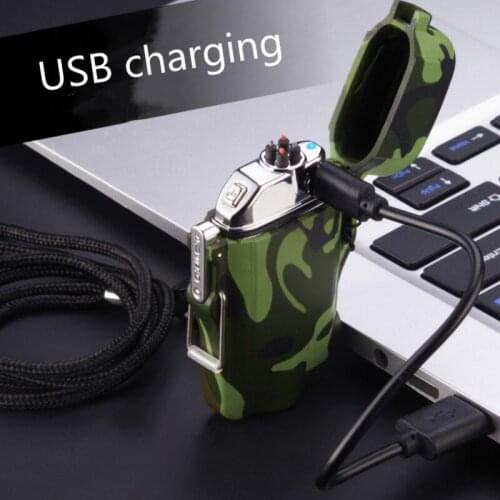 SWT Camouflage outdoor Waterproof DoubleArc Pulse Plasma lighter USB Charging Windproof Cigarette lighter