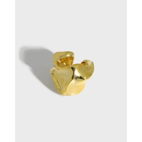 ONLY 1PC (No pierced) 925 Sterling silver Irregular Geometric ear-bone Cuff CLIP Earrings concave-convex Surface TLE2142