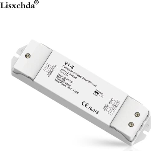 Triac Dimmer 12V 24V 36V 48V DC Constant Voltage AC40V-220V Push Dimming for S1-B KS RF LED Strip Light CV Triac LED Dimmer V1-S