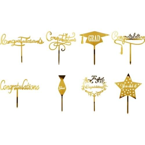 Graduation Hat Acrylic Cake Toppers Gold Graduations Cake Baking Decor for University Students Graduations Party Cake Decoration