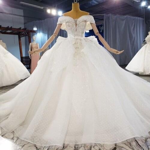 High Quality Gorgeous Off The Shoulder Ball Gown Wedding Dresses Vestido De Noiva Beading Appliques Lace Bridal Gowns