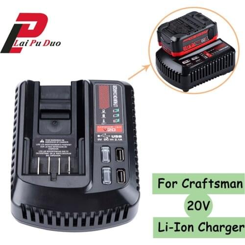 20V 2A Li-ion Battery Charger For CRAFTSMAN CMCB102 Rechargeable Power Tool 100V/240V Lithium Battery Charger With Dual USB