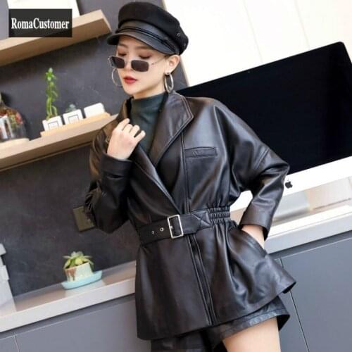 Leather Jacket Womens 2021 Autumn New Sheepskin Turn-Down Collar Genuine Leather Slim Solid Fashion Korean Elegant Outerwear