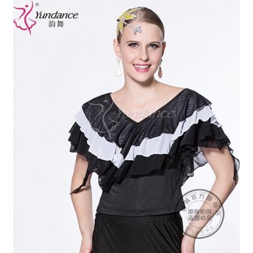 Customized Lady Latin Dancing Shirt Modern Dance Costume Waltz Valse Tango Galop Fox Trot Social Dance Suit Short Sleeve B-2705