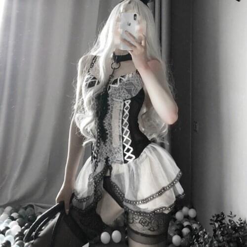 Rabbit Girl Sexy Costumes Corset Lace Erotic Women Maid Cosplay Bustier Lingerie Tops Brocade Suspender Fashion DropShipping