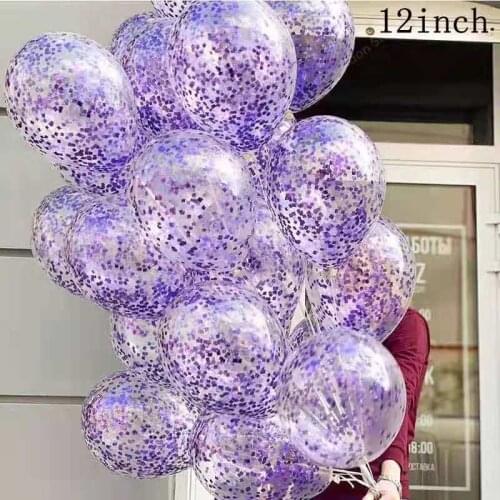 10/20pcs 12inch Clear Confetti Balloon Birthday Party Decor Transparent Metallic Latex Balloon Wedding Baby Shower Decorations