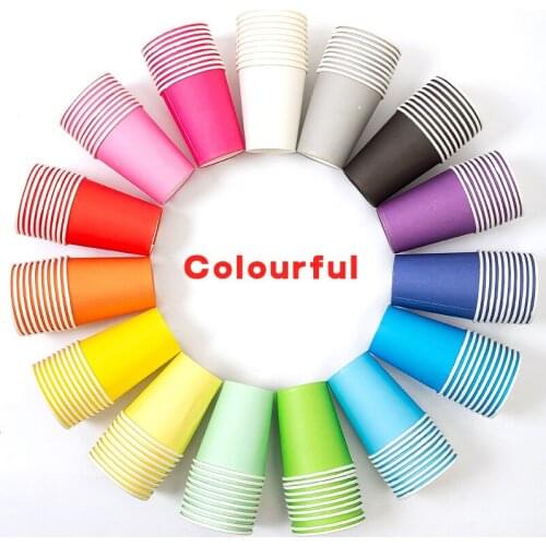 10PCS Disposable Paper Cups Table Decoration Birthday Party Wedding Kids Handmade paper cup DIY Child Gift Colorful Cups