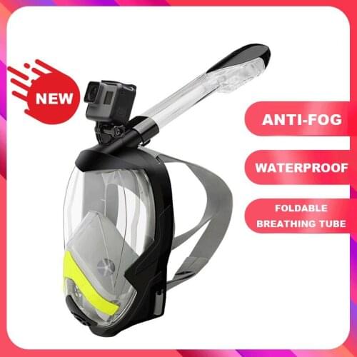 2020 New Silicone Diving Mask Profession Full Dry Snorkeling Masks Foldable Single Breathing Tube Swimming Training Equipment