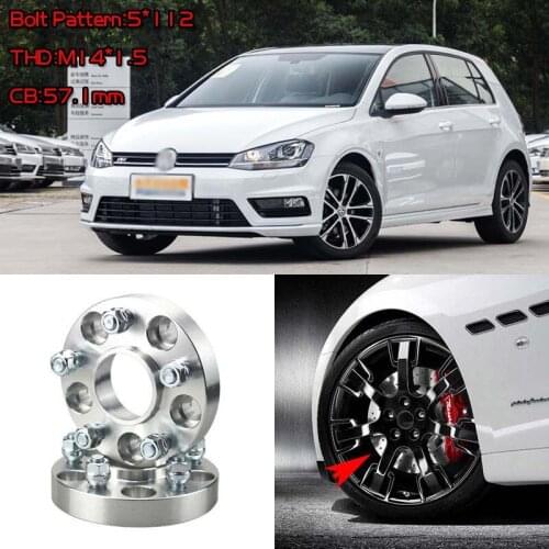 4pcs 1" Wheel Spacers Adapters 5 Lug 5x4.4"/5x112-14x1.5 Studs For VW Golf 2004