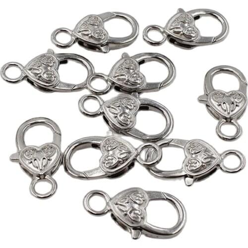 APDGG 10 Pcs Labster Copper Heart Gold Plated Clasps For Pearl Bracelets Necklaces Making DIY Craft Accessories