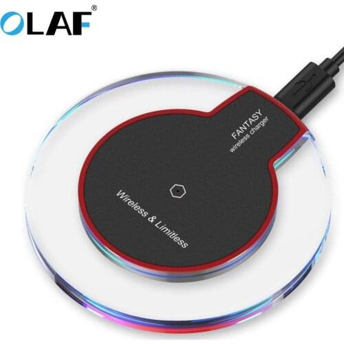 Olaf QI Wireless Charger For iPhone XS Max XR Phone LED USB Wireless Charger Fast Charging For Samsung Galaxy S8 S9 Plus adapter