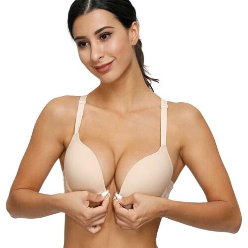 New Front Closure Women Bra Wire Push Up Bras Strength Y-line Straps Lace Sexy Bra EU US CA UK 65 70 75 80 85 90 100 A B C D E