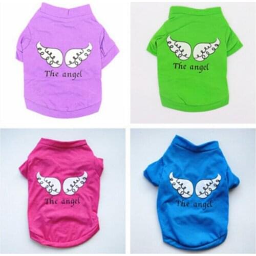 ETHIN Cheap Pet Puppy Fashion Pet Dog Cat Cute T-Shirt Dog Summer Cotton Clothes Angel Chihuahua Pet Apparel XS S M L Supply