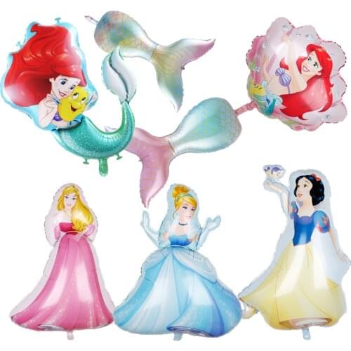 108*69cm large Belle Aurora Cinderella Snow White Elsa Five Princess Foil Balloons Baby Birthday Party Decoration Balloons