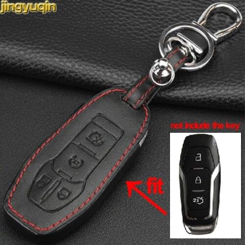 Jingyuqin 10pcs New 4 Button Smart Remote Car Key Fob Case Leather Cover for Ford Mondeo Fusion EXPLORER Mustang EVEREST Taurus