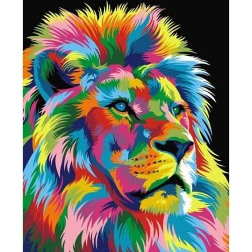MaHuaf-W1473 rainbow king lion painting by numbers cuadros decoracion wall art decor pictures for living room