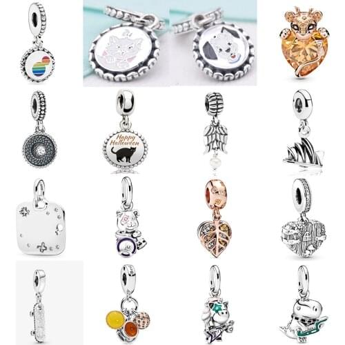 NEW 2019 100% 925 Sterling Silver Rose Lioness Female Empowerment Motto Guardian Pendant Fit DIY Original Women Bracelet Jewelry