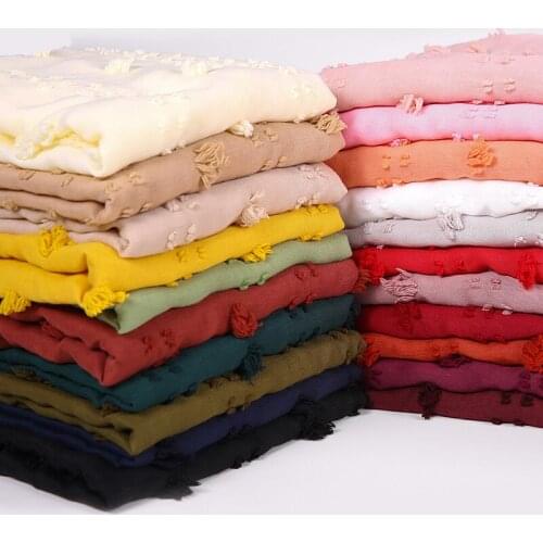 Muslim Plain Cotton Hijab Scarf Women Shawl And Wraps Head Scarf Fashion islamic Plain Headband Female Pashmina Long Scarves