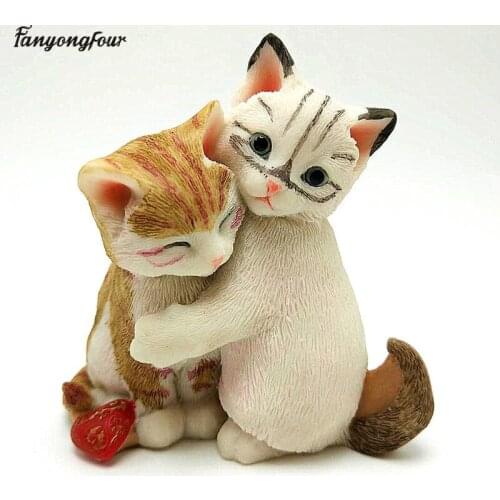 Valentines Day Gifts Romantic Cat Silicone Mold Crafts Pudding Chocolate Cake Mold Candle Gypsum Silicone Mold Baking Tools