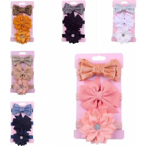 3pcs/lot Fashion Handmade Flowers Elastic Hairband Newborn Infant Dovetail Bowknot Headband Children Bows Headwear Accessories