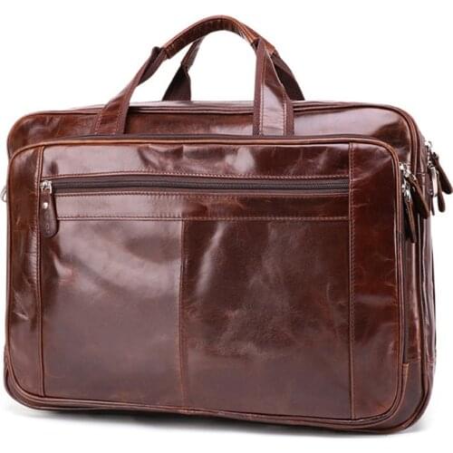 JOYIR Oil-Wax Genuine Leather Handbag Male Office Laptop Bag Work Messenger Bags Men A4 Document Portfolio Bag Man Briefcase