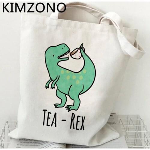 Dinosaur shopping bag shopper reusable tote handbag grocery canvas bag string jute foldable cloth sac toile