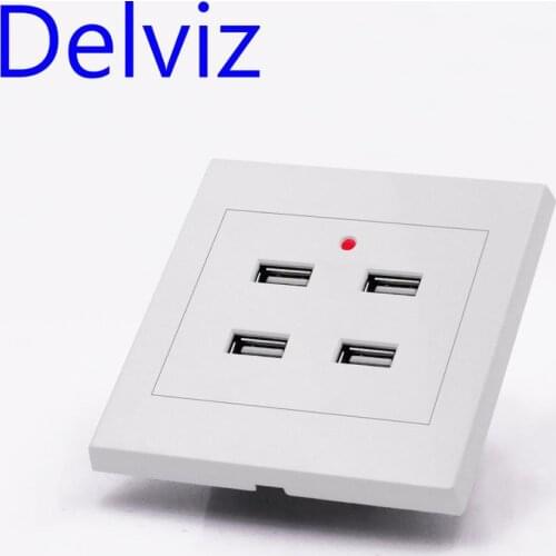 Universal usb socket panel Wall charger 220V 4 Mobile phone charging Engineering Home outlet UK standard usb socket panel mount