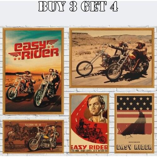 Film Easy Rider Vintage Kraft Poster Vintage Coated Wall Stickers Home Decor